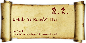 Urbán Kamélia névjegykártya